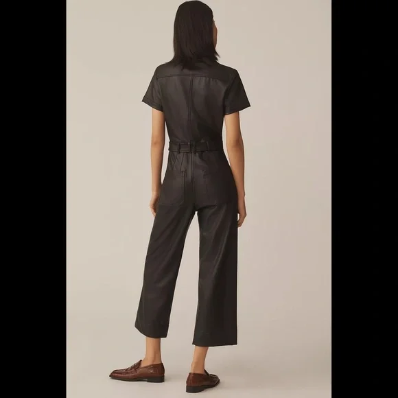Anthropologie The Colette Weekend Jumpsuit by Maeve: Faux-Leather Edition - Picture 3 of 16